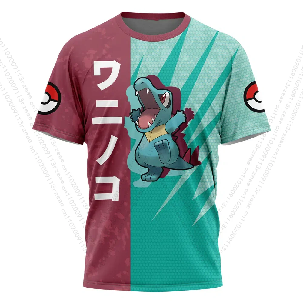 Anime pokemon legal camiseta totodile cosplay y2k meninos dos homens verão casual roupas dos desenhos animados uniforme presente brinquedo impressão manga curta