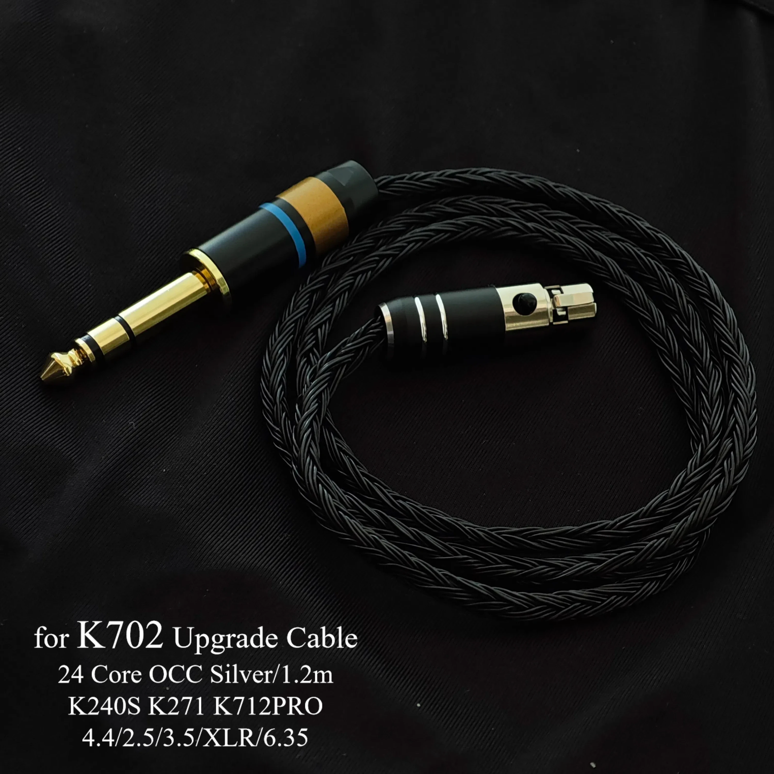 for K702, K240S, K271, K712PRO Headphone Upgrade Cable, 24-Core, Mini XLR, 6.35mm, Silver-Plated, 4.4mm Balanced