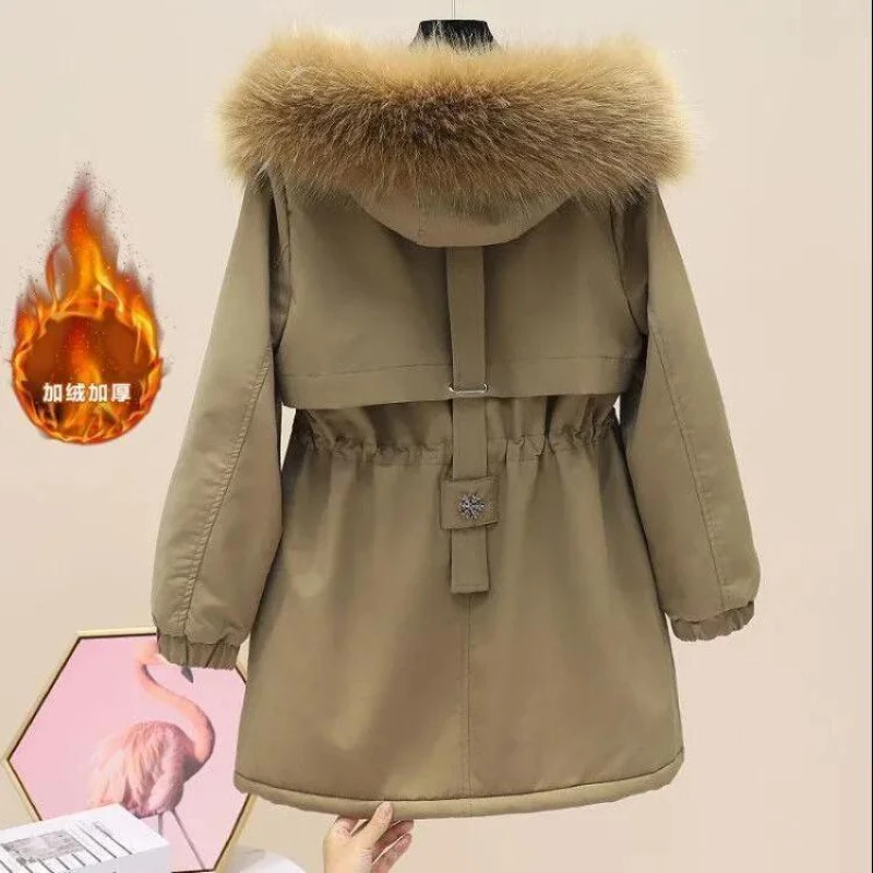 

Merry Pretty 3XL Winter Jacket Women Parka Fashion Long Coat Clothing Wool Liner Hooded Parkas Slim with Fur Collar Warm Coats