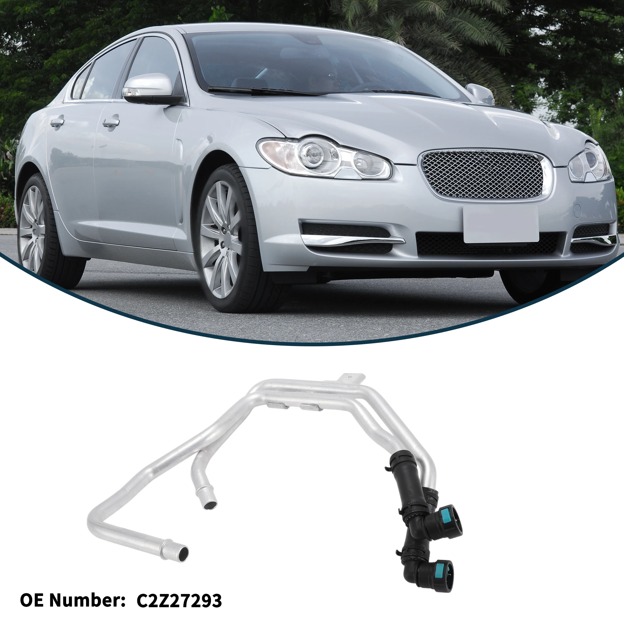 Motoforti Radiatorslang Verwarmingsslang nr. C2Z27293 voor Jaguar XF 2.0T 12-15 Plastic Ijzer Warmwaterleiding Zwart SilverTone 1 St