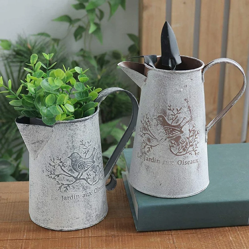 Watering Can Vase French Jug Home Decoration Garden Decoration Vase Flower Arrangement Iron Flower Making Gardening 15cm