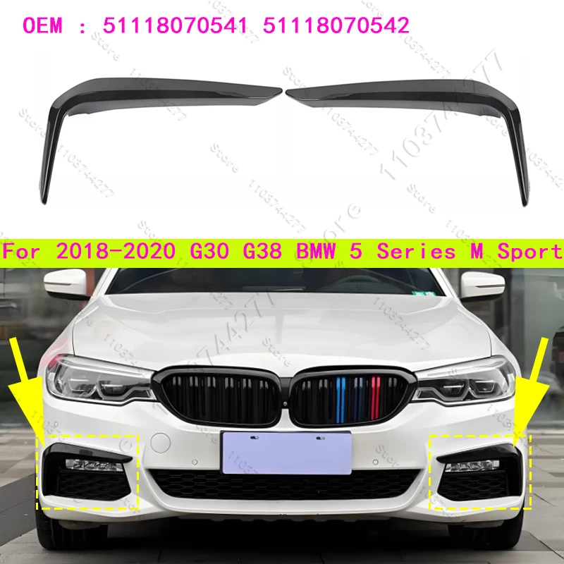 For 2018-2020 G30 G38 BMW 5 Series M Sport Front Fog Light Trim Strips Eyebrow Lamp Cover 51118070541 51118070542