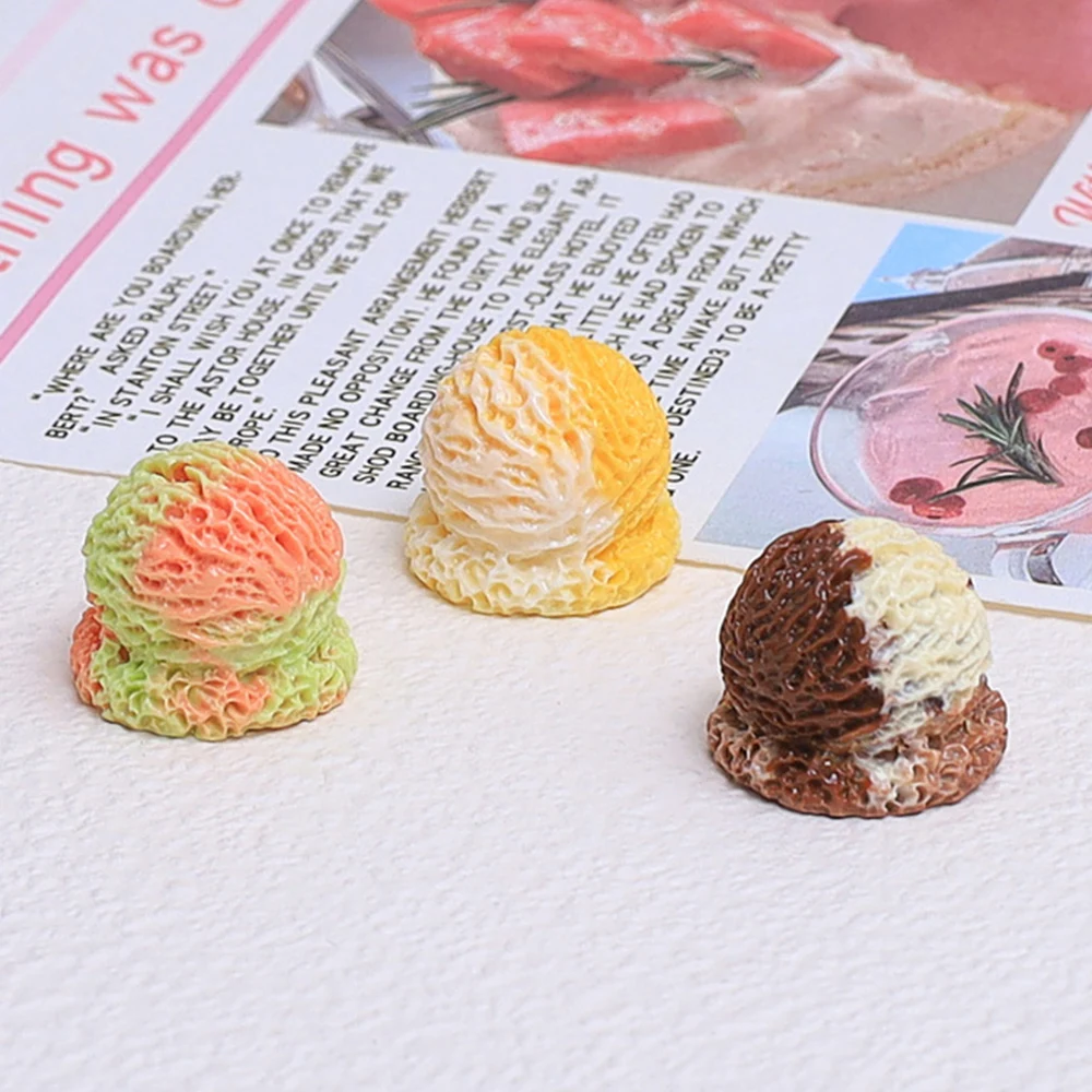 10PCS Ice Cream Ball Series Miniature Flat Back Resin Cabochons For Hairpin Scrapbooking DIY Home Decor Craft Accessories - view 3