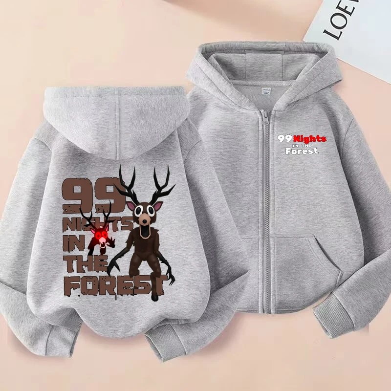 99 noites na floresta zíper hoodies crianças anime jaqueta com capuz crianças primavera outono cardigan mangas compridas meninos roupas presente