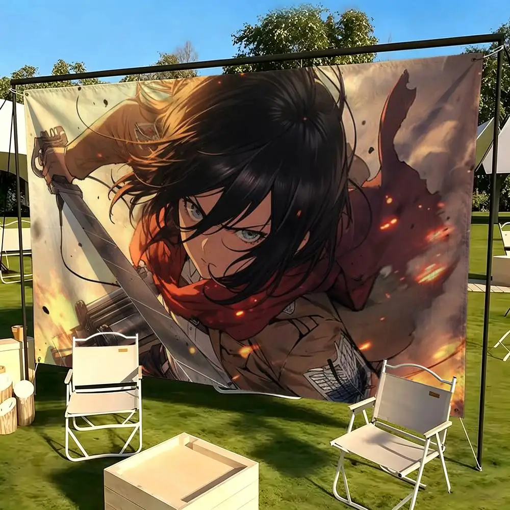 Attack on Titan Mikasa Ackerman  Flags for Bedrooms Home Decor Items Outdoor Decors Garage Decoration Flaga
