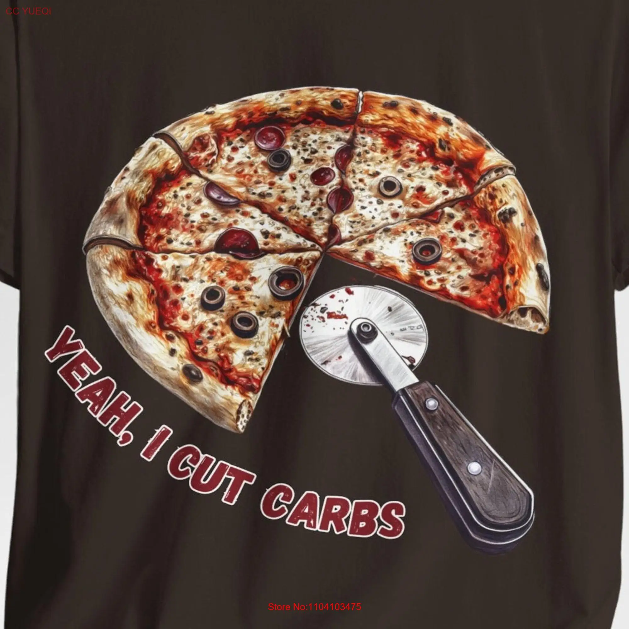 Yeah I Cut Carbs Cotton Jersey T Shirt Puns Funny Pizza Diet long or short sleeves