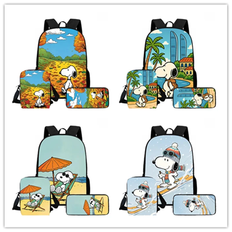Mochila escolar para niños Sn-oo-py con dibujos de cacahuetes, con bolsos de hombro, bolsas de lápices para guardería, bolsas ligeras para niños