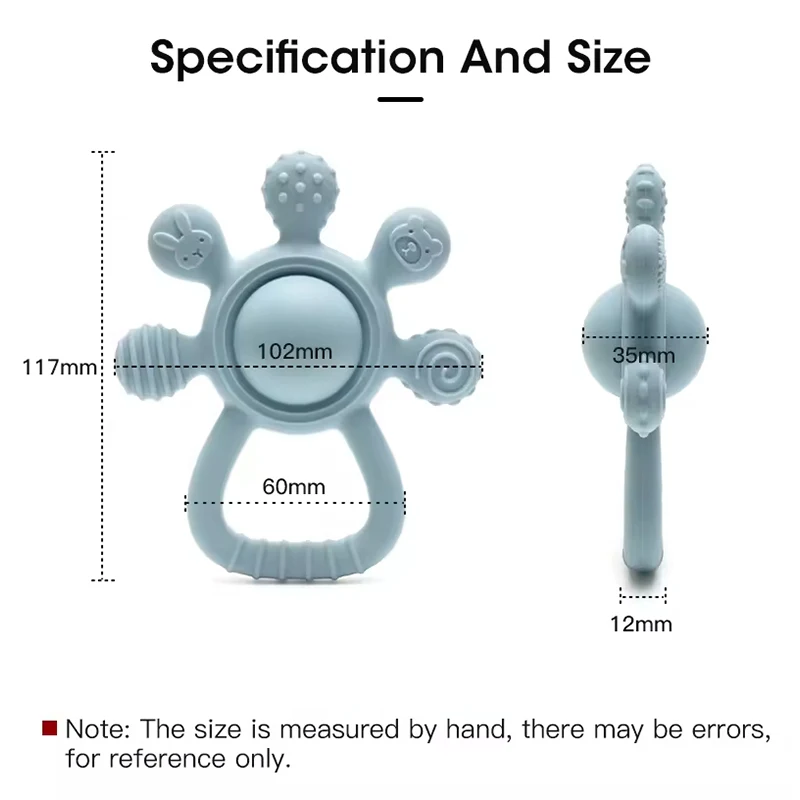 طفل سيليكون عضاضة حشرجة الموت اللعب BPA الحرة النخيل تصميم لعبة مضغة للرضع هدايا الوليد سهلة قبضة ألعاب التسنين للأطفال