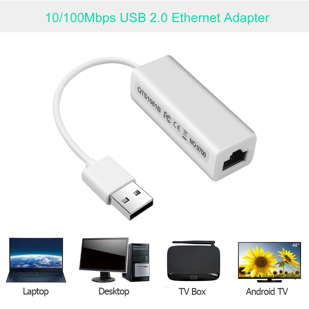 USB Ethernet Adapter USB 2.0 Wired Network Card USB to RJ45 LAN Ethernet Adapter USB Network Adapter for PC Laptop Windows 7