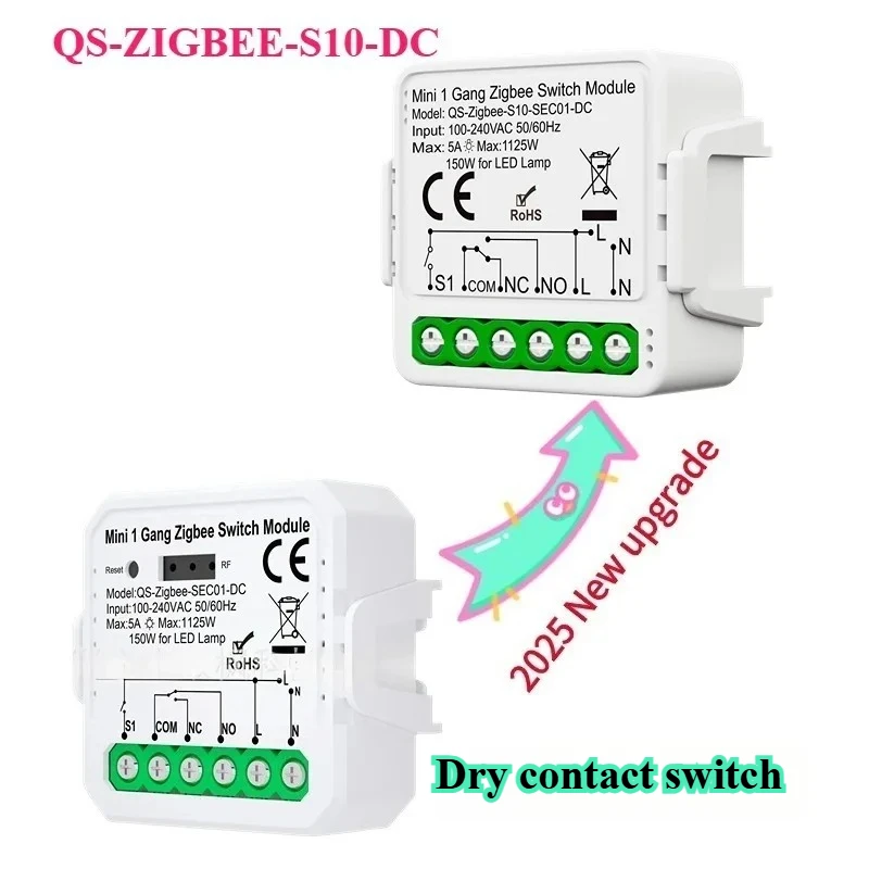 

Модуль умного переключателя Tuya ZigBee Wi-Fi с сухим контактом постоянного тока 12/24 В переменного тока 100-240 В, реле умного дома «сделай сам», работает с Alexa Google Alice