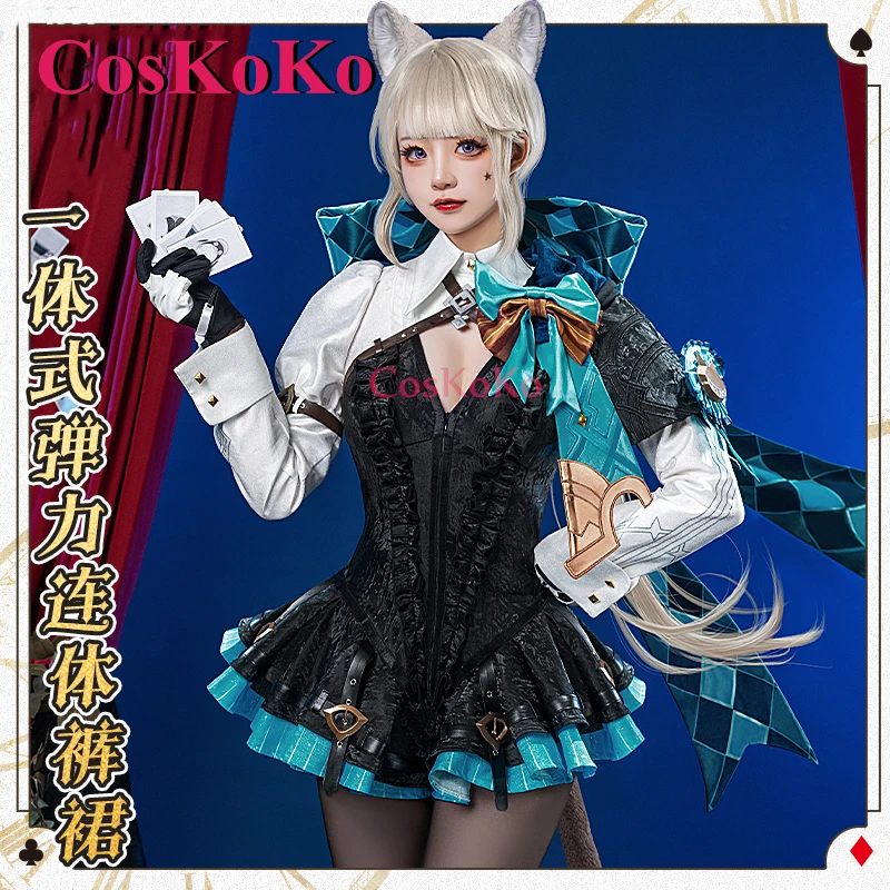 CosKoKo Lynette Cosplay Anime Game Genshin Impact Costume Sweet Nifty Lovely Uniform Dress Halloween Party Role Play Clothing