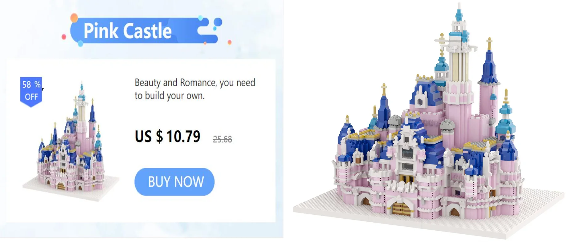 Honig Rosa Schloss Modell Kits Micro Mini Bausteine für Erwachsene Prinzessin Schlösser Geschenk Architektur Ziegel Unterhaltung Spielzeug – Detail 4