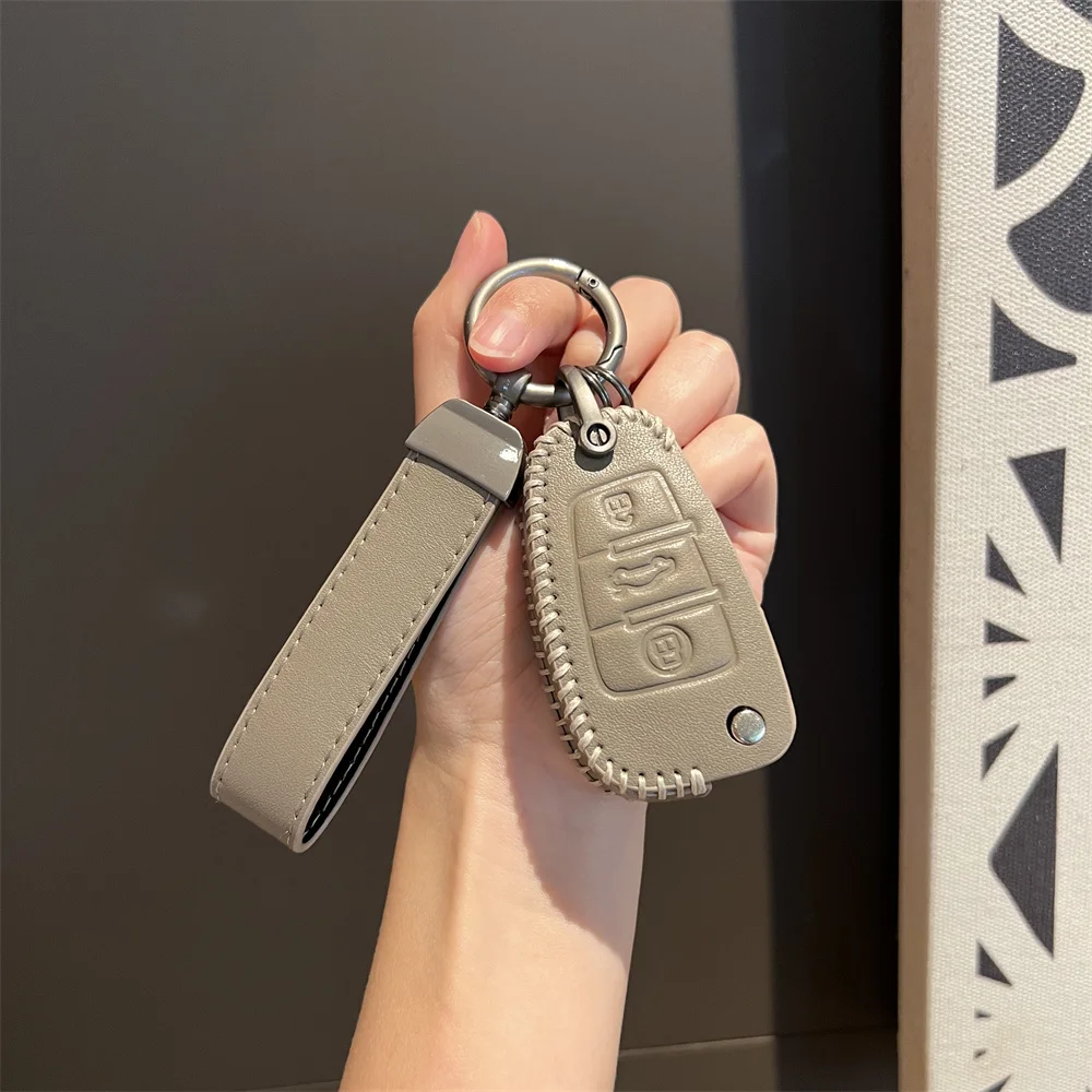 

Leather Car Key Case For Chery ARRIZO7 E3 E5 A3 A5 Tiggo 2 3 5 3X Fulwin2 Eastar 3 Buttons Keyless Protector Cover Accessories