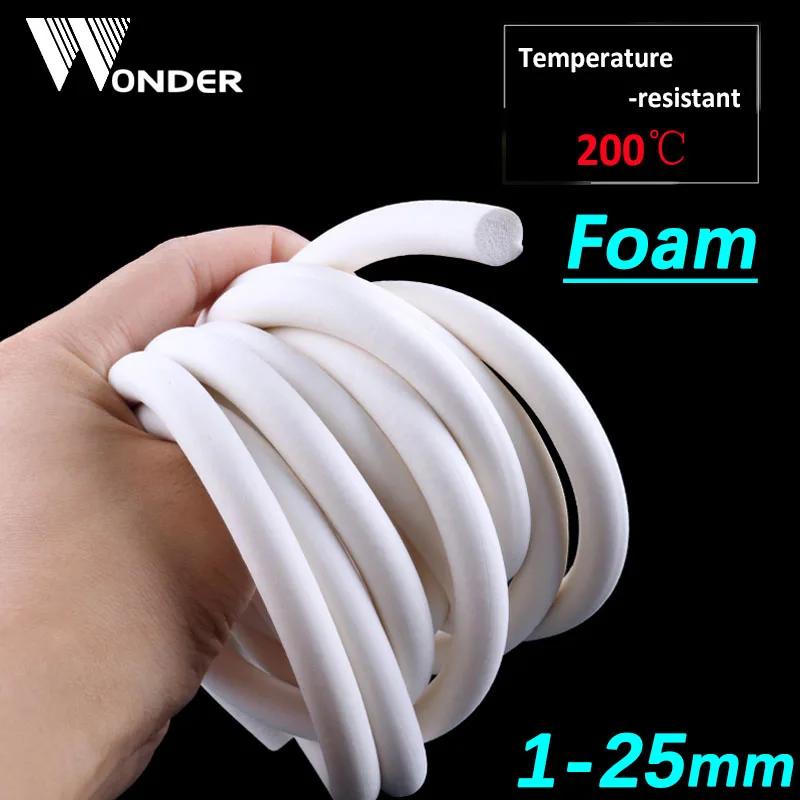 

Silicone Rubber Sponge Strip White Silicone Foamed Seal Round Strips VMQ Foaming Cord Diameter 1-25mm