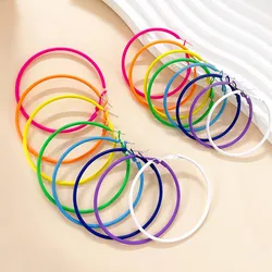 Hoop Earrings For Women Large Colorful Metal Round Ear Accessories Geometric Holiday Party Gift Fashion Jewelry E530