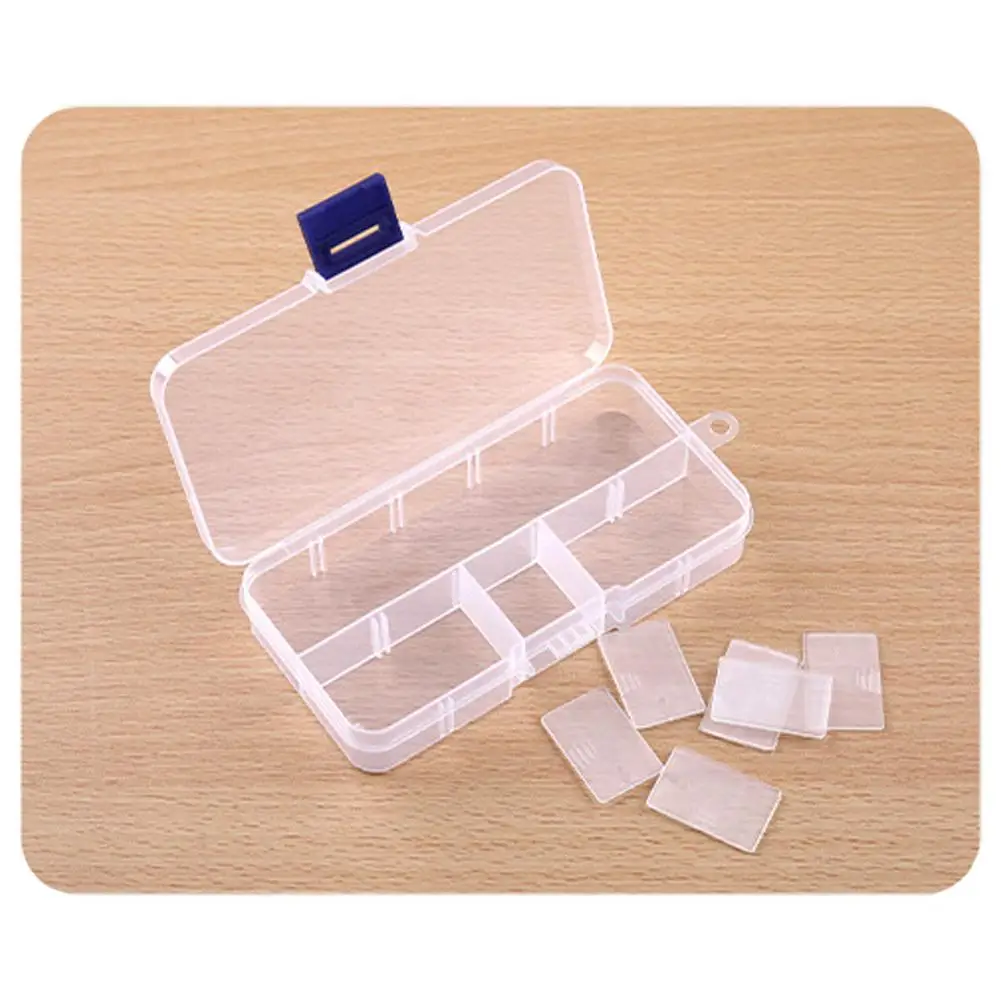 Plastic 10 Compartments Transparent Storage Box Blue Switch Buckle Organizer Tool Box For Craft Beads Jewellery Acrylic Holder