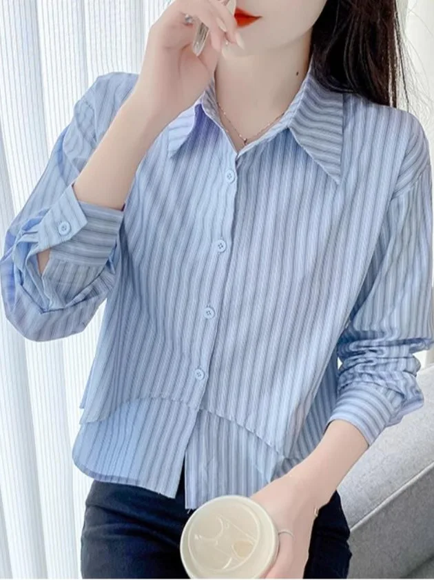 Faionable rayas Patchwork algodón irt ort Sle mujer Top puro algodón otoño nueva llegada tamaño pequeño diseño amigable