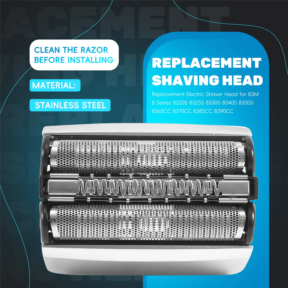 Replacement Electric Shaver Head for Braun 83M 8 Series 8320S 8325S 8330S 8340S 8350S 8365CC 8370CC 8385CC 8390CC