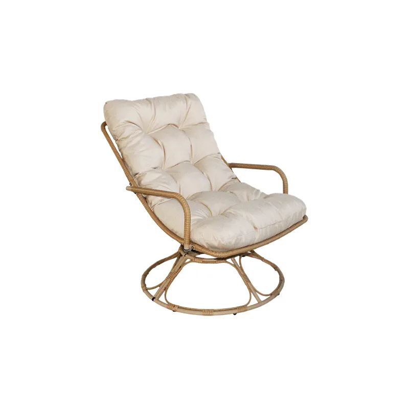 Outdoor Swivel Lounge Chair PE Rattan Wicker Frame Tufted Cushion 360 Degree Rotating Patio Beach Pool Chair