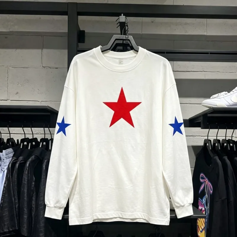 Red Eagle Face Mask Print Kanye Bully Tshirts Blue Five Star Long Sleeve Oversize Breathable Cotton White Men Women Streetwear
