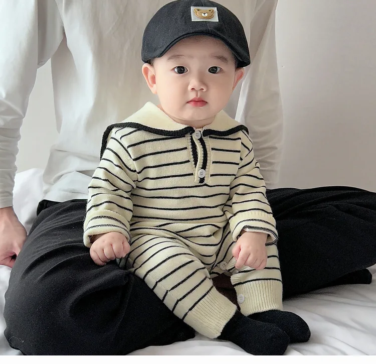 

Navy Blue Knitted Rompers 2025 Spring and Autumn New All-match Casual Simple Fashion Comfortable Rompers