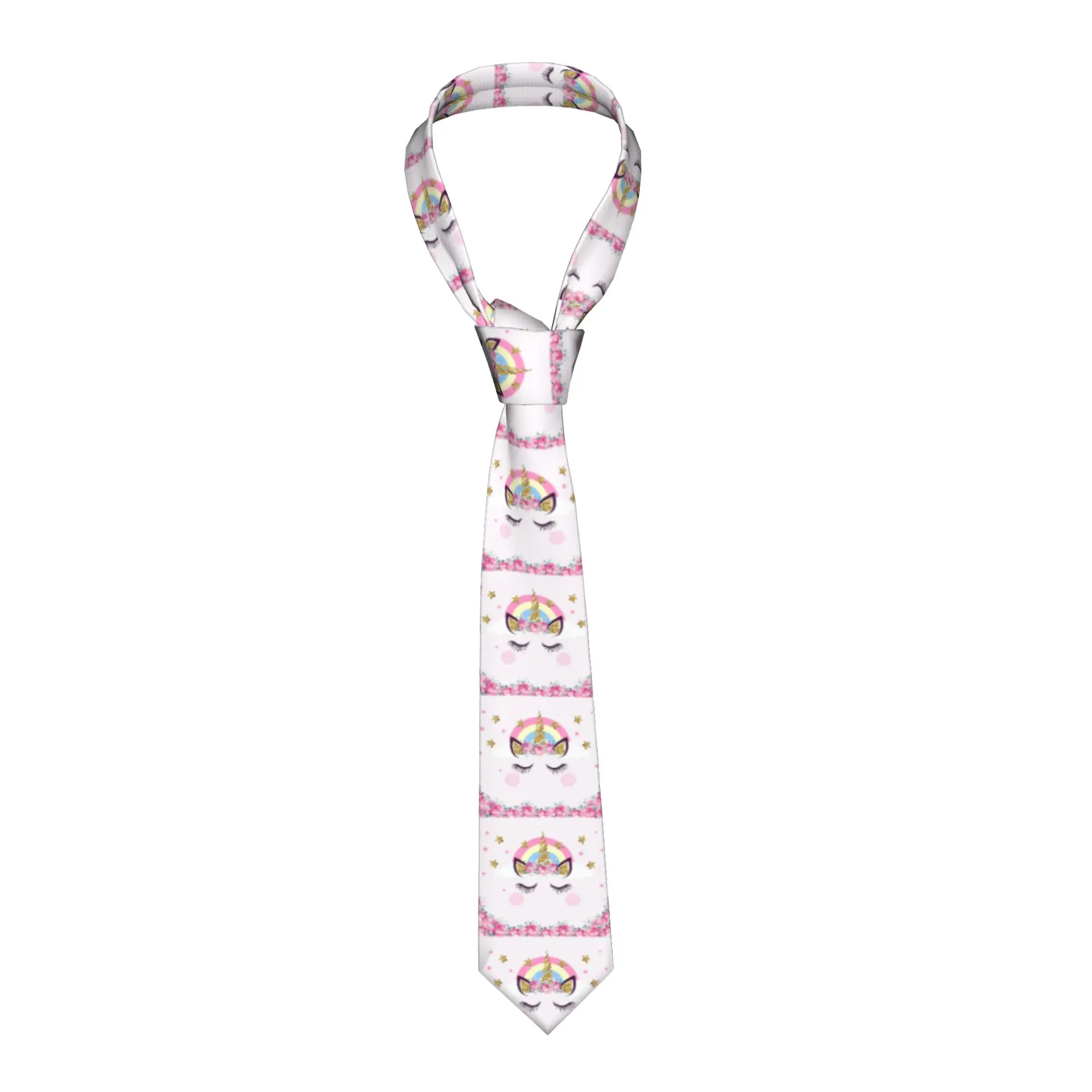 

Персонализированный галстук с мультяшным единорогом для мужчин, классический милый галстук с животными (кошка), шелковый деловой галстук