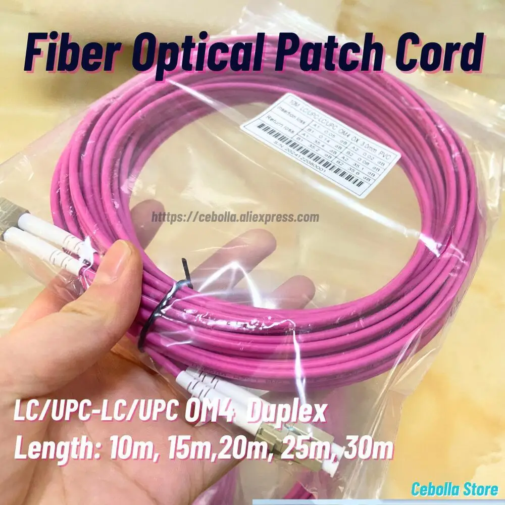 

OM4 10Gigabit Multimode LC/UPC-LC/UPC Optic Patch Cord 10/20 M 50/125 2.0/3.0mm 2 Core Duplex Fiber Jumper Pigtail