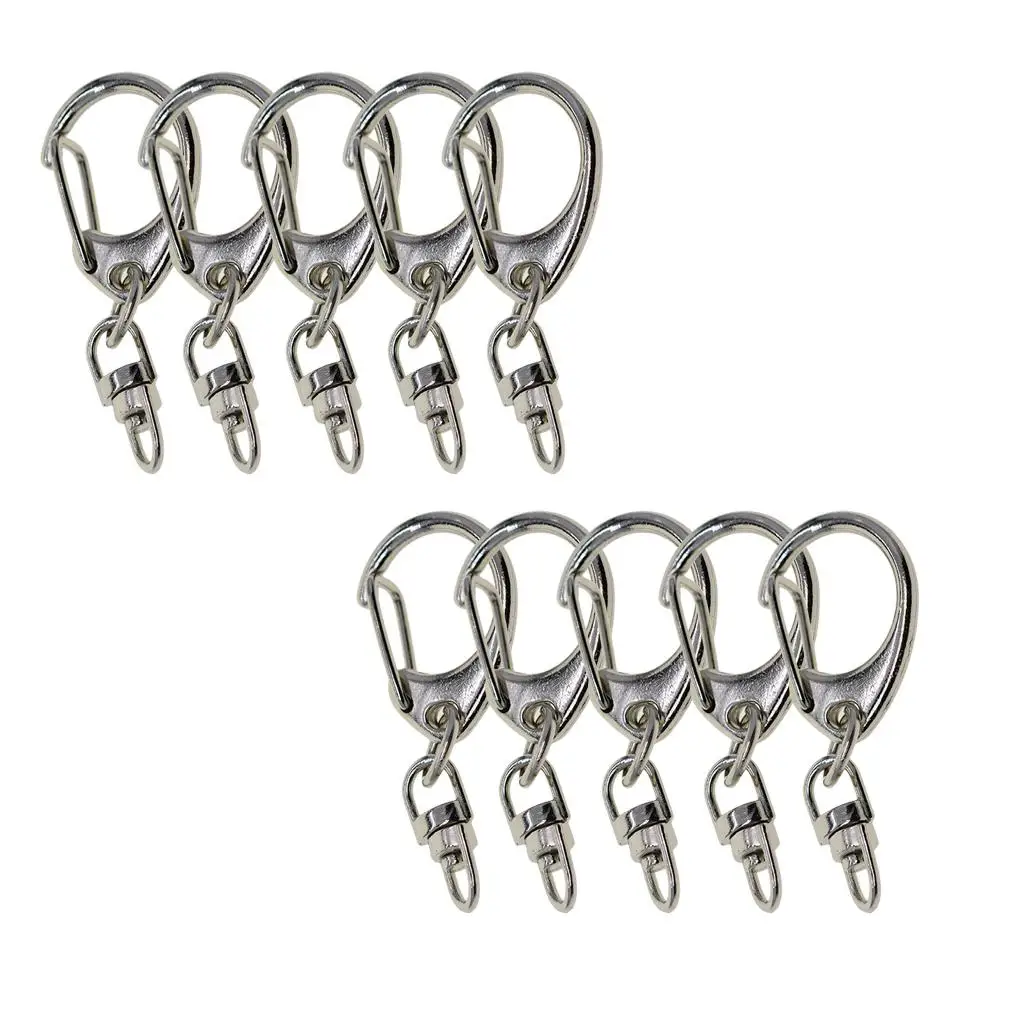 10pcs Silver Swivel Clips Handbag Key Ring Lobster Snap Hooks Clasp Holder