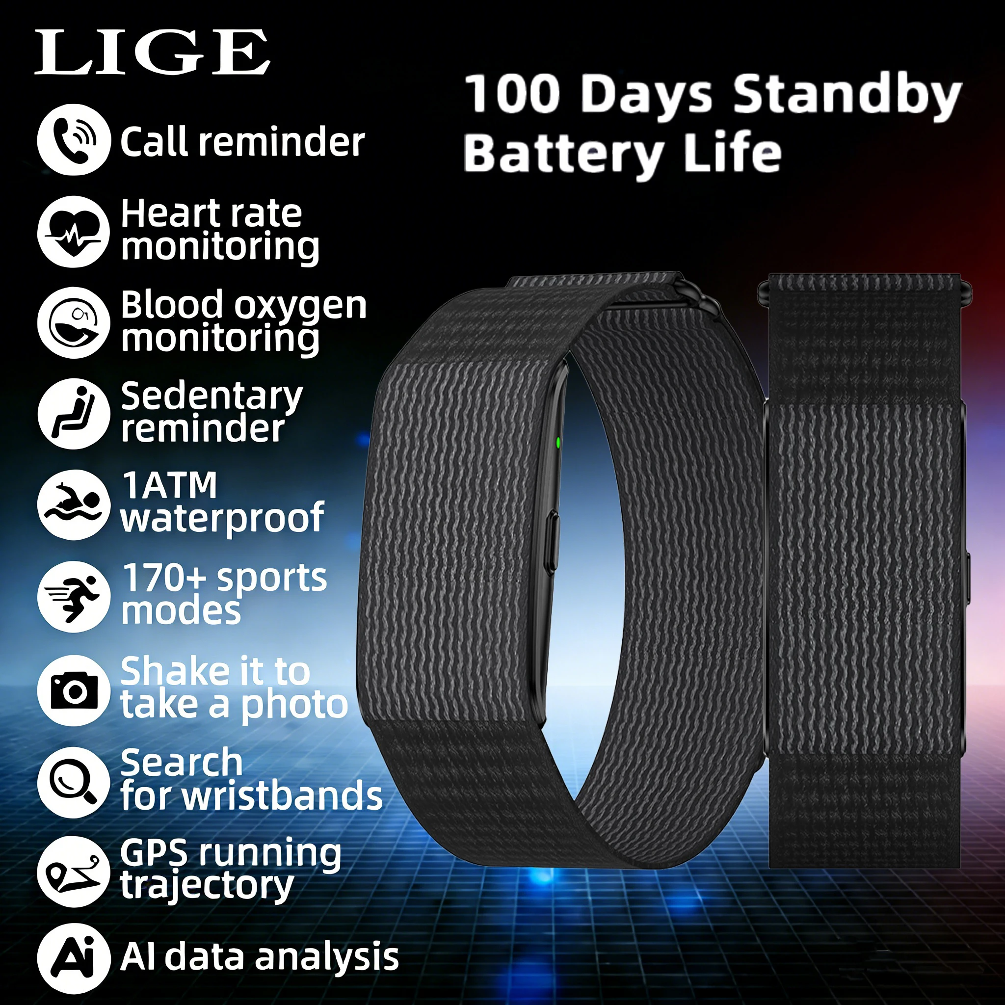 

AI Analysis Health Bracelet Heart Rate HRV Monitor GPS Trajectory Call Reminder SmartWatch Fitness Tracker Sport Band 2026