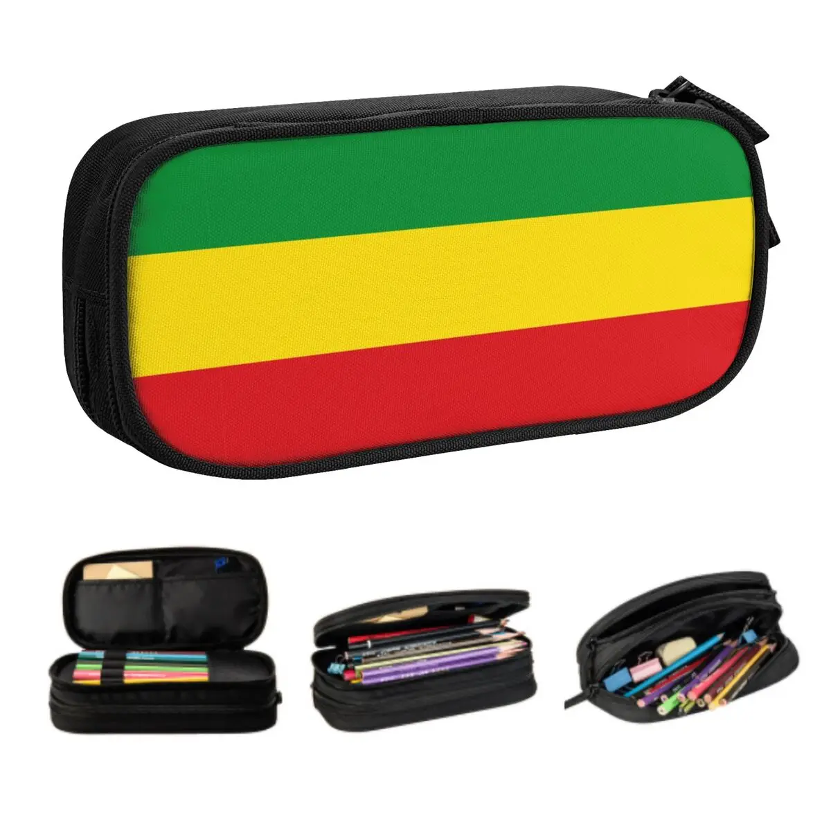 

Custom Cute Jamaican Rasta Flag Pencil Cases for Boy Girl Big Capacity Pencil Box Stationery