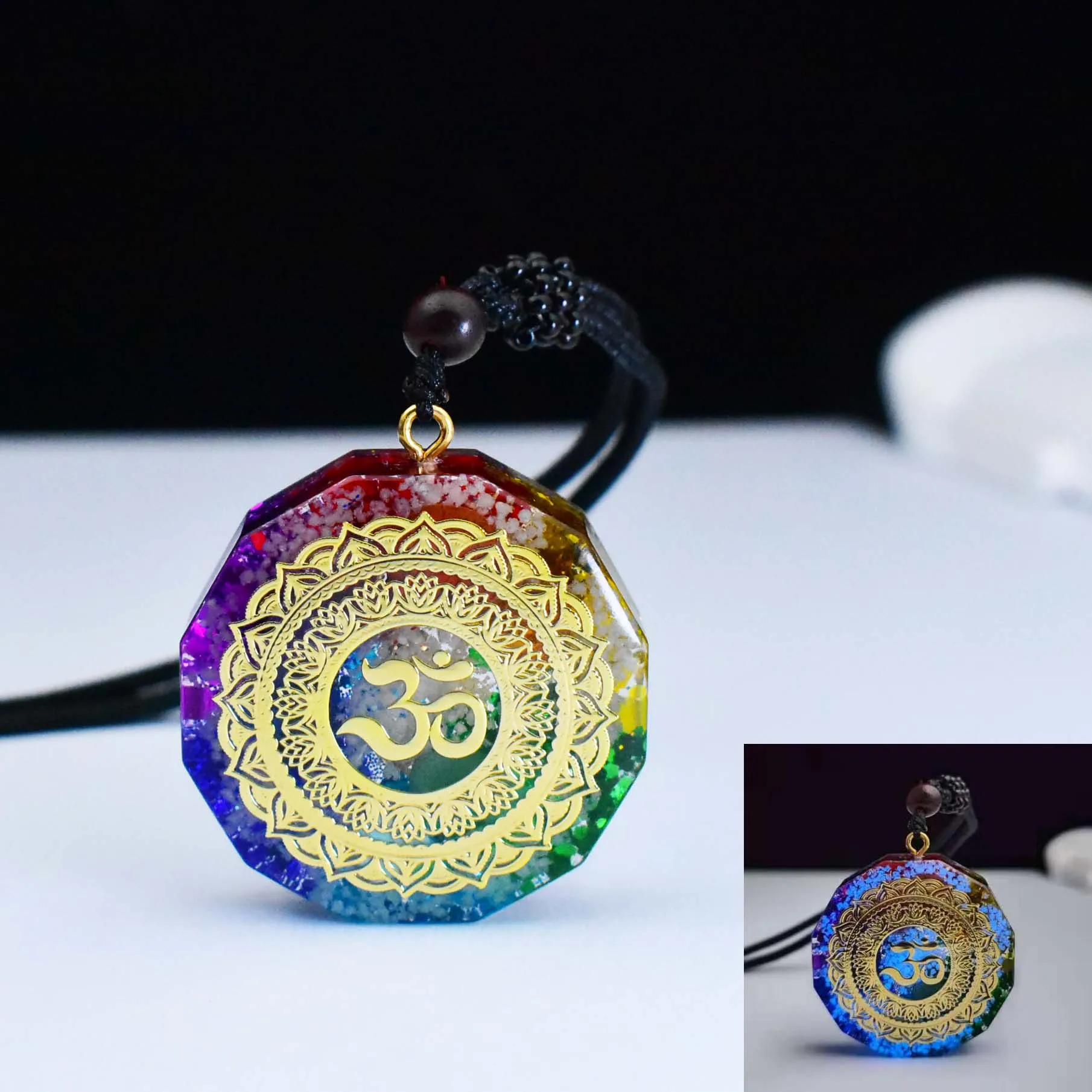 rgonite Pendant Sri Yantra Necklace Sacred Geometry Chakra Energy Necklace Meditation Jewelry