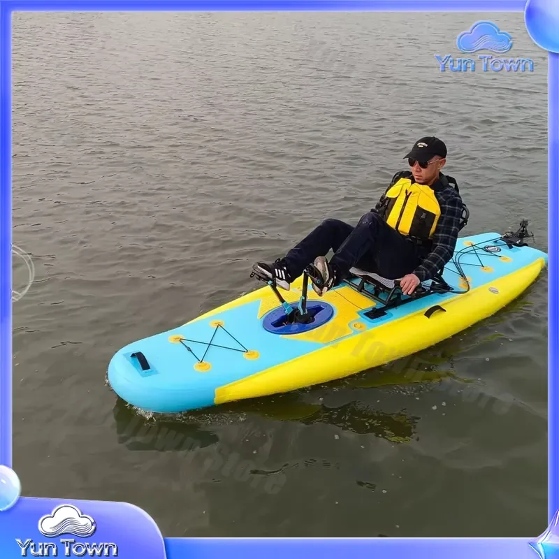 Inflatable Pedal Boat for Yellow and Blue Leisure Kayak for Water Sports Recreation Holiday Fun Inflatable Kayak for Adults