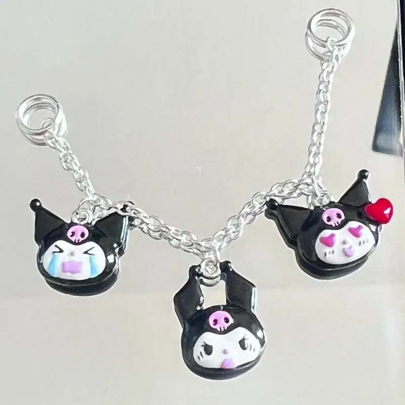 

Милый мультяшный браслет Kuromi Sanrio Kawaii, медное серебряное покрытие, сделай сам, свободный браслет из бисера, аниме, плюшевые игрушки для девочек, подарок на день рождения