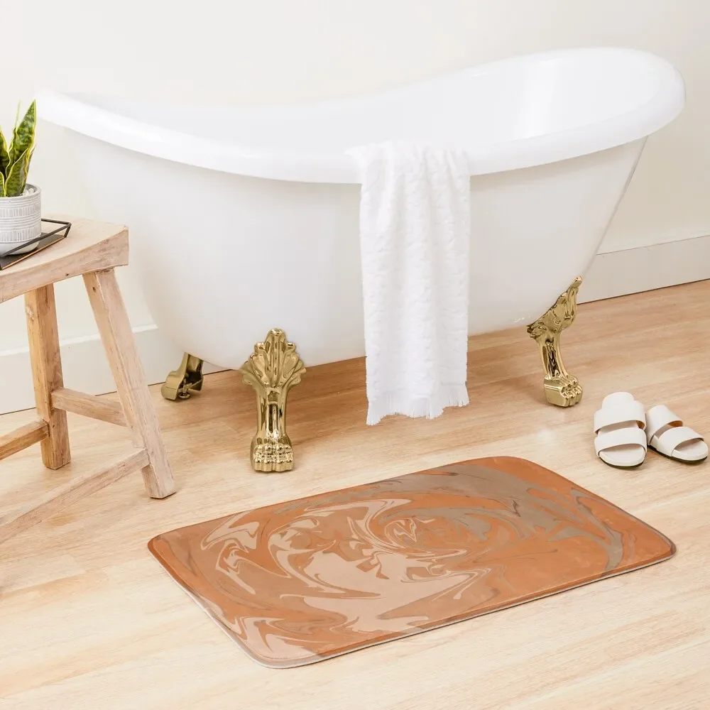 

Burnt Orange Tie Dye Bath Mat Wc Absorbent Rug Bathroom Accessory Mat