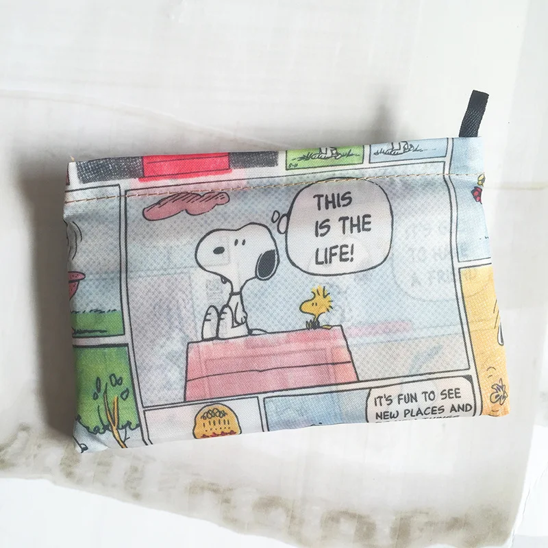 Snoopy-Bolso de compras plegable de nailon para niño y niña, bolsa de hombro de dibujos animados, bolso de almacenamiento ecológico