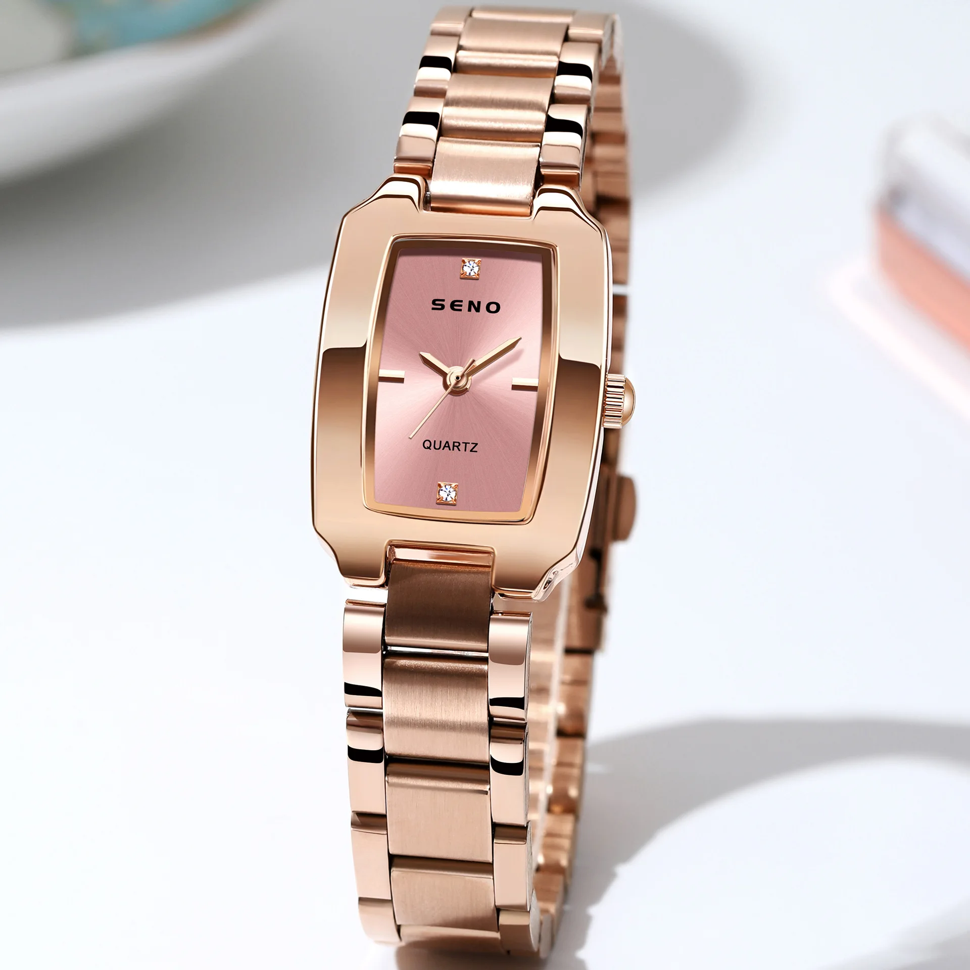 Women's Waterproof Trendy Square Quartz Watch Fashionable Southeast Asian Style Bracelet Chain Design Ideal Gift Watch