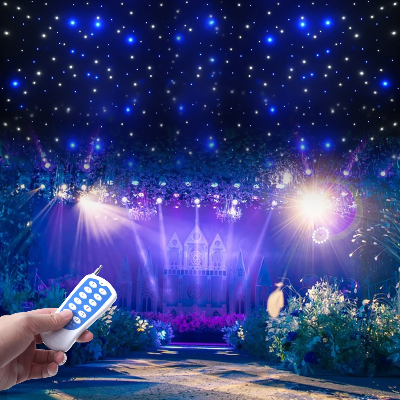 LED Starlight Stage Backdrop LED Star Curtain Background Velvet LED Backdrop w/Remote Controller DMX512 for Wedding Party 6x3M