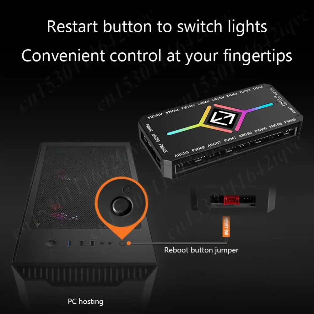 1 To 9 Ports 3 in 1 4 Pin PWM Magnetic Suction Hub with Remote PWM Magnetic Fan Hub Splitter PWM & ARGB Hub Splitter for PC Case