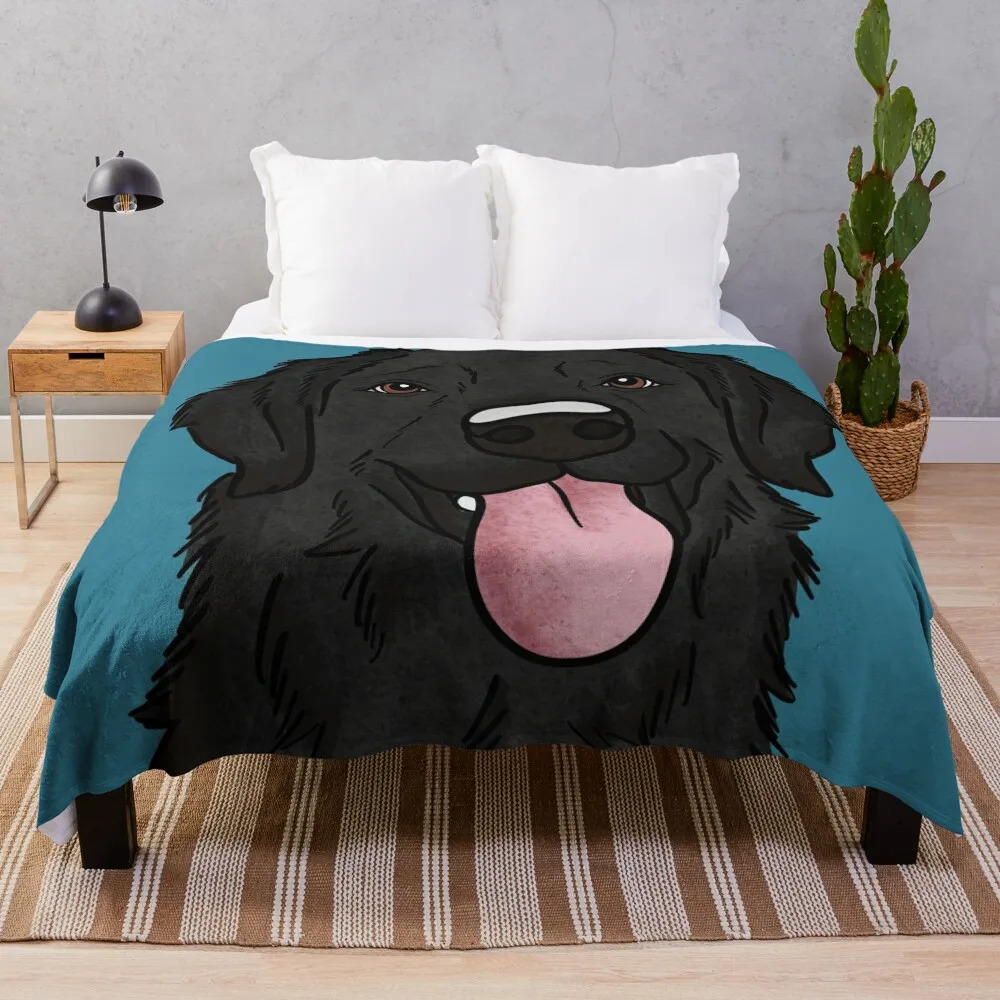 

Black Flat-Coated Retriever Throw Blanket Winter beds Blankets For Sofas Flannel Fabric Custom Blankets