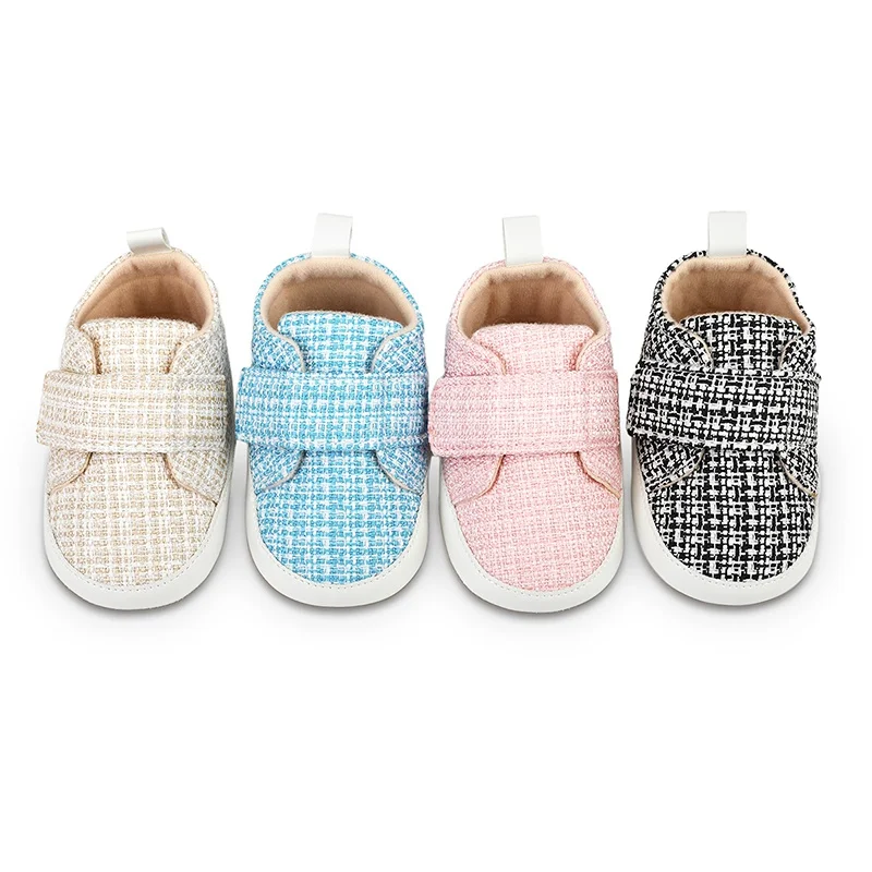 Baby Cute Walking Shoes Toddler Girl Crib Shoe Anti-slip Soft Sole First Walkers Comfortable Retro Simple Line Design Cirb Shoes