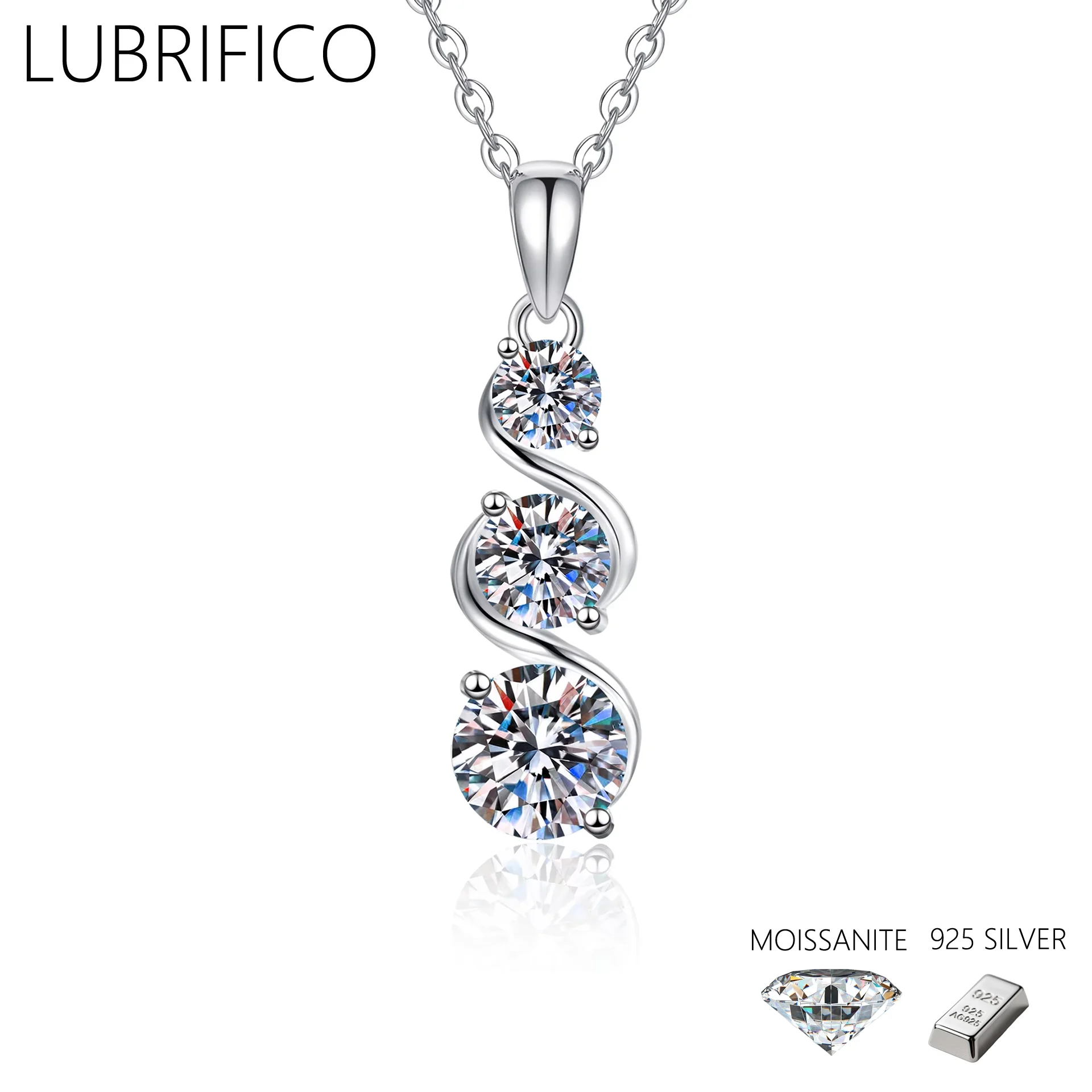 

1.8 Ct D Color Moissanite Necklace 925 Sterling Silver Lab Diamond Pendant Women Gifts Wedding Fine Jewelry Party