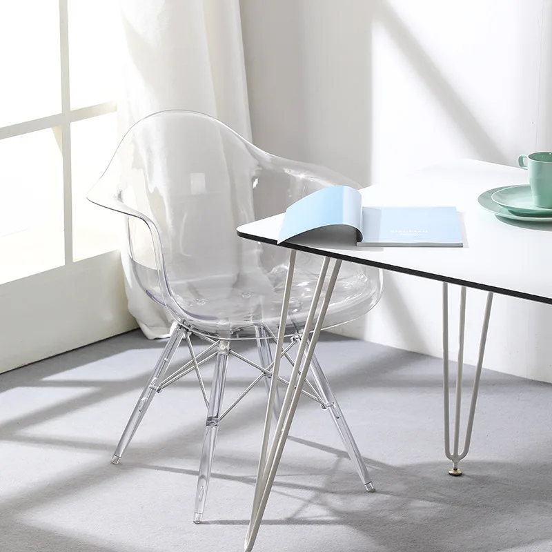 Nordic Transparent Dining Chair Home Adult Modern Simple Casual Light Luxury Plastic Ghost Chair Single Back