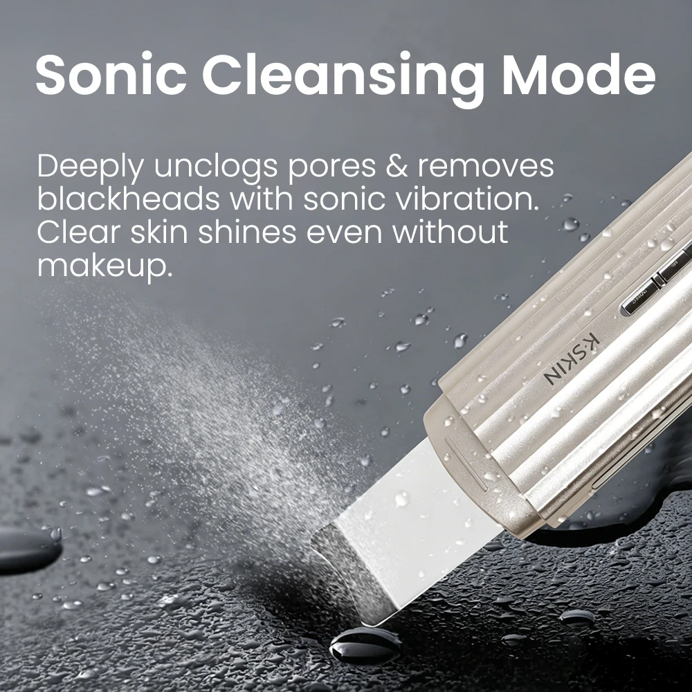 KSKIN Ultrasonic Skin Scrubber Electric Facial Peeling Device Microcurrent Deep Cleansing Lifting Tightening Skin Massager