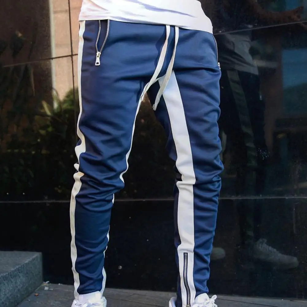 Great Autumn Trousers  Contrast Colors Comfortable Spring Sweatpants  Slim Male Pants