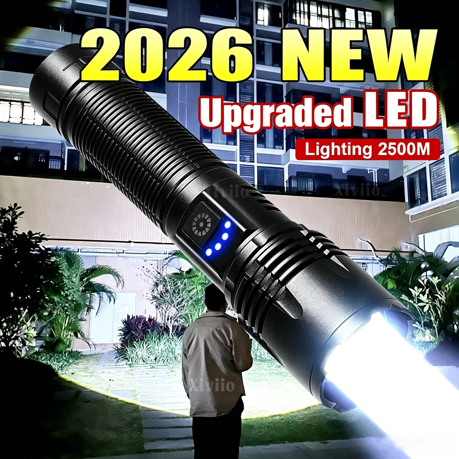 

Super Portable Rechargeable Flashlight 800WLED Strong Light High Power Torch Aluminum Alloy Tactical Lamp XHP50 Small Flashlight