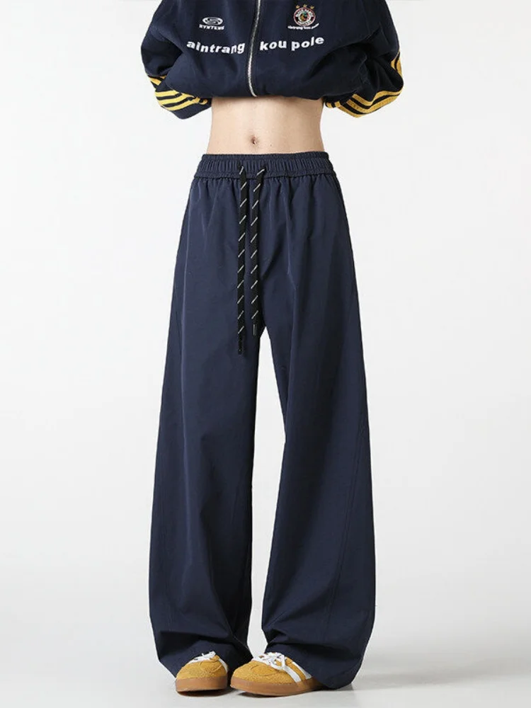 

American Sle Patchwork Wide Leg Casual Pants Men's Spring Autumn Trendy Haome High End Feeling Straight Tube Pants