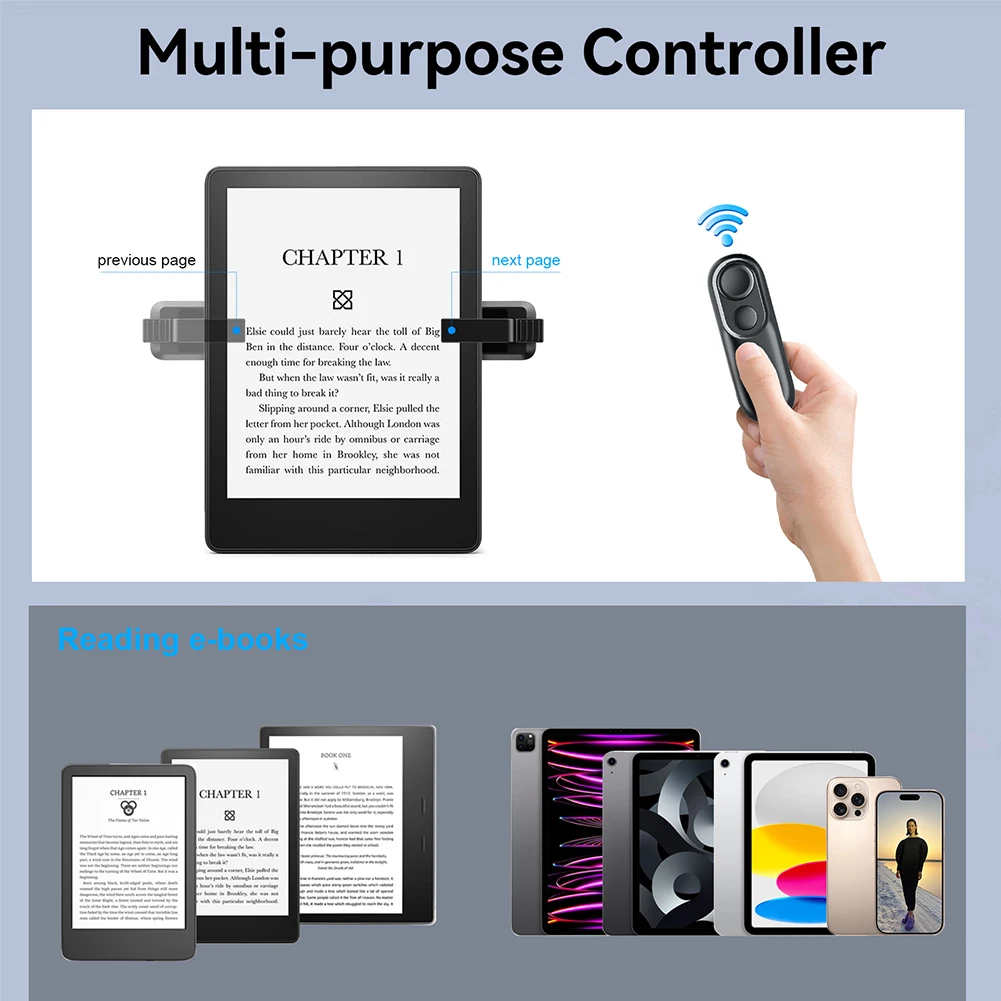 Turner de página de Control remoto para Kindle Paperwhite Oasis Kobo EReaders cámara de teléfono grabación de vídeo disparadores remotos Clicker