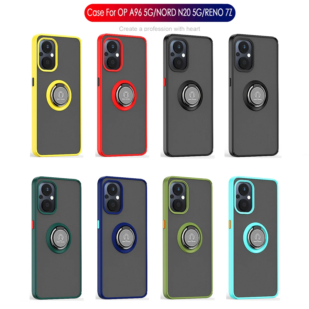 KEYSION Fashion Matte Phone Case for OPPO Reno8 Z 5G 8 Lite 7Z Transparent Ring Stand Shockproof Phone Cover for OPPO F21 Pro 5G