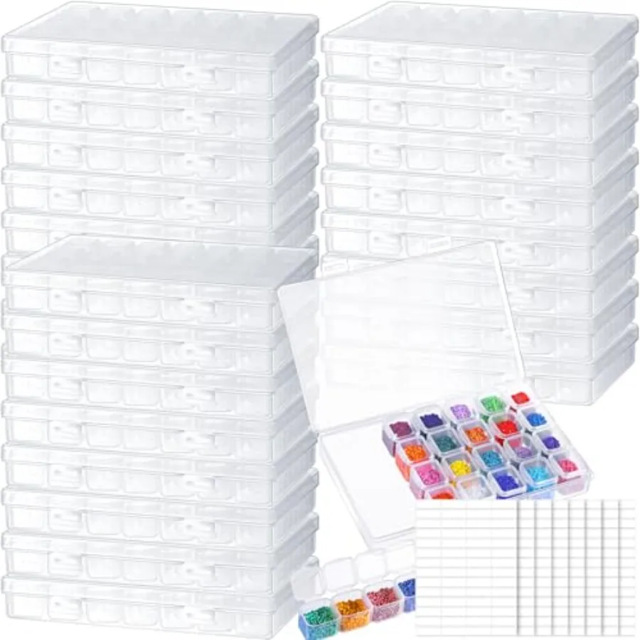 

Ripeng 24 Pack 672 Slots Diamond Painting Storage Containers Bulk 28 Grids Bead Organizer Box Diamond Painting Accessories Boxe