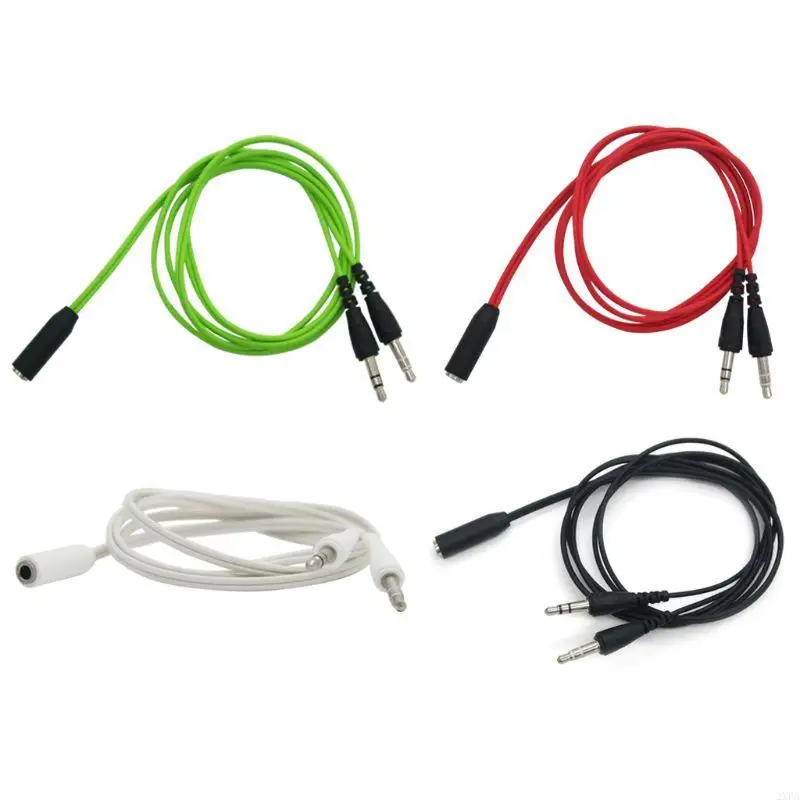 

2XPA 39.37in Length Cable Headset Computer Adapter Cable 3.5mm Plug Female to 2 Male Splitter Wire